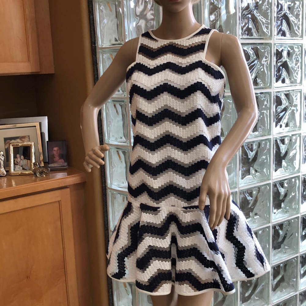 Milly Jillian Chevron Jacquard Cocktail Dress